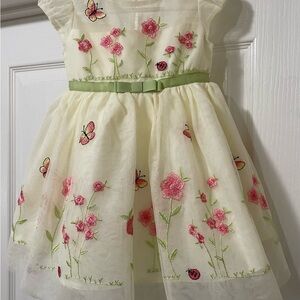 Toddler Girls Cream Floral Embroidered Butterfly Dress